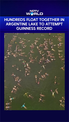 Hundreds Float Together In Argentine Lake To Attempt Guinness World Record
