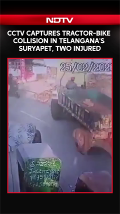 CCTV Captures Tractor-Bike Collision In Telangana, Two Injured