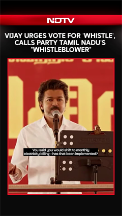 TVK&rsquo;s Vijay Urges Vote For &lsquo;Whistle&rsquo;, Targets DMK In Vellore Rally