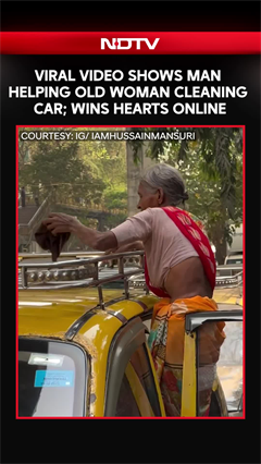 Viral Video Shows Man Helping Old Woman Cleaning Car; Wins Hearts Online