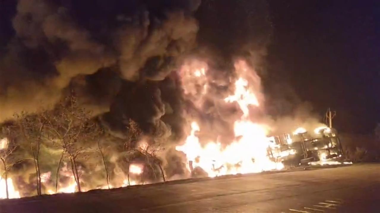 Towering Flames As Oil Tanker Explodes After Collision In UP