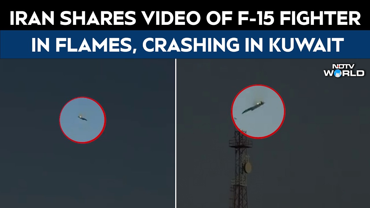 Iran Shares Video Of F-15 Fighter In Flames Mid-Air, Crashing In Kuwait