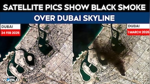 Satellite Pics Show Black Smoke Over Dubai Skyline As Iran Attacks Continue