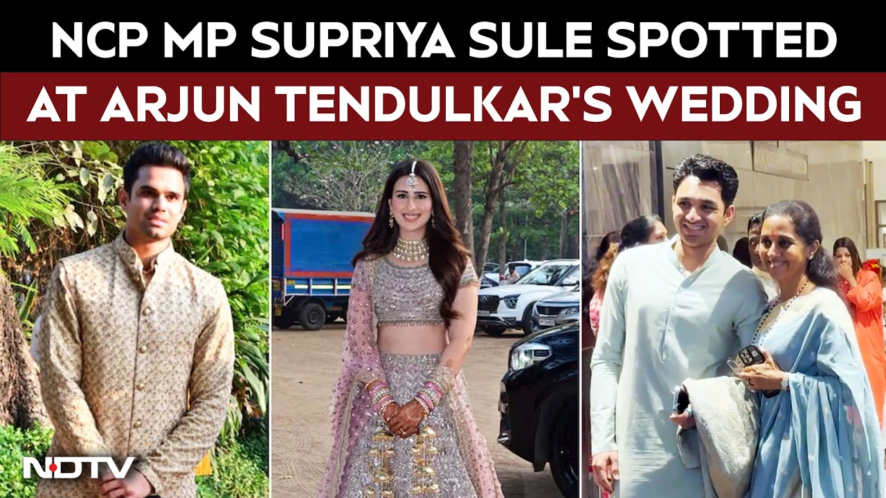 Supriya Sule Attends Arjun Tendulkar-Saaniya Chandhok Wedding In Mumbai