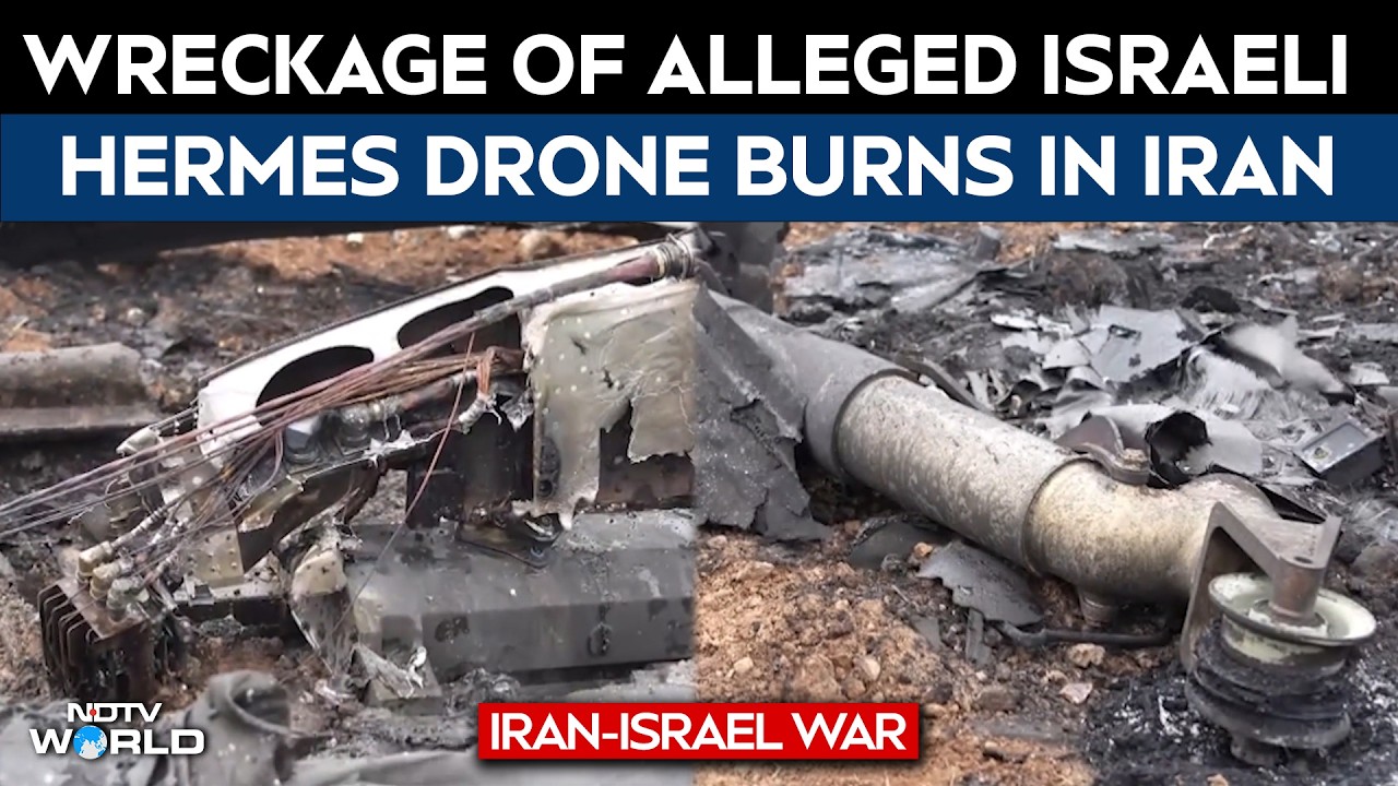 Wreckage Of Alleged Israeli Hermes Drone Burns In Iran's Lorestan Province