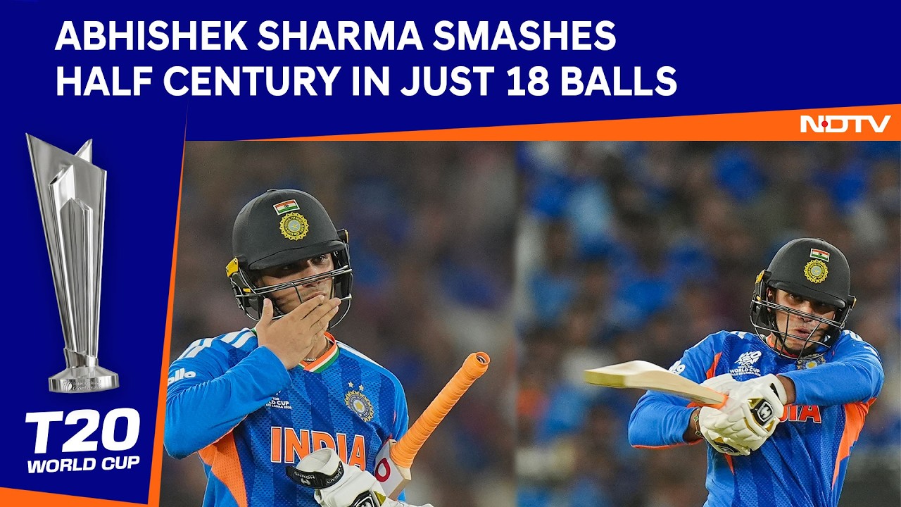 T20 World Cup | Abhishek Sharma Smashes Half Century In Just 18 Balls.
