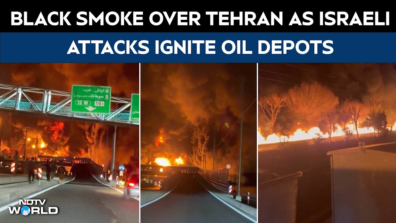 Israel Attacks Tehran | Tehran Skyline Covered in Smoke After Oil Depots Hit in Israeli Strikes