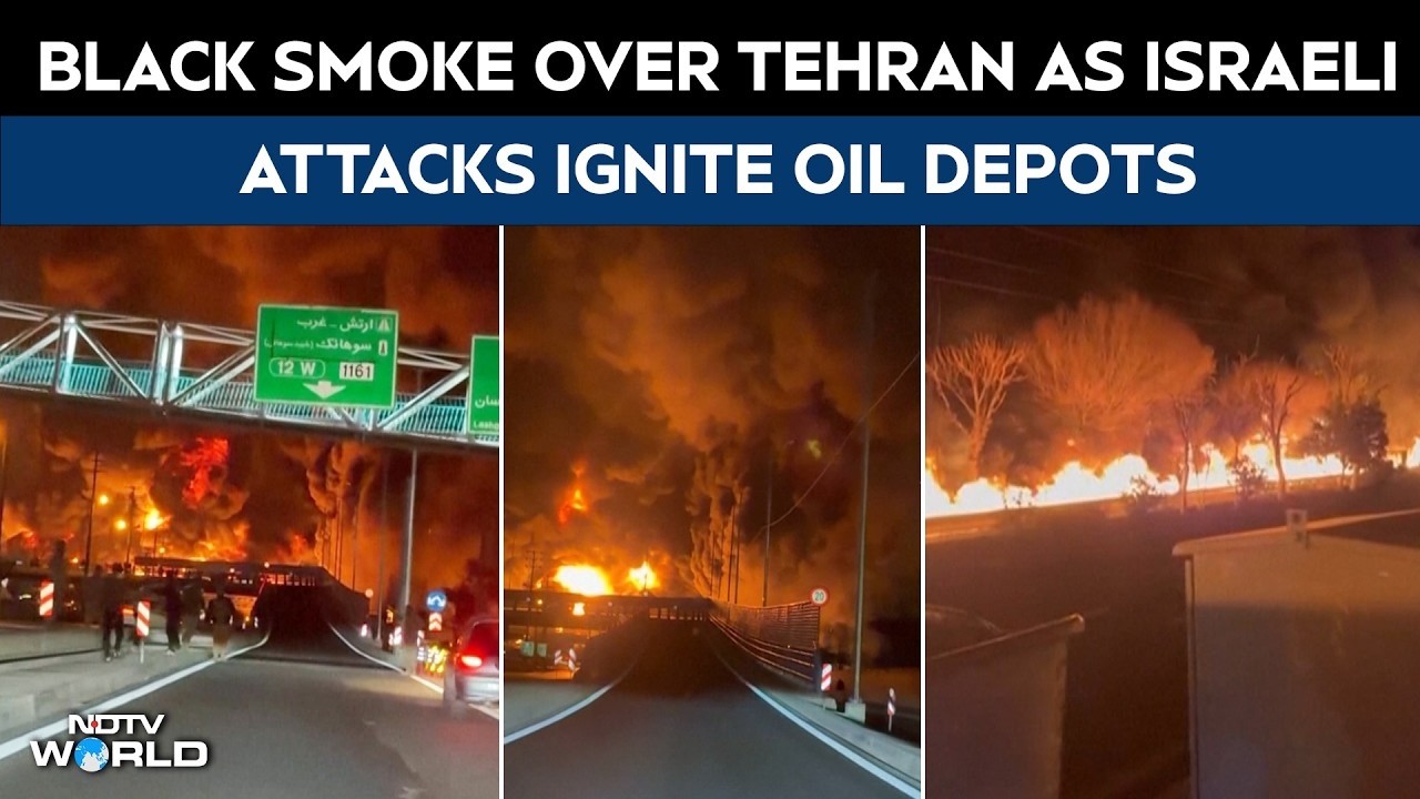 Israel Attacks Tehran | Tehran Skyline Covered in Smoke After Oil Depots Hit in Israeli Strikes
