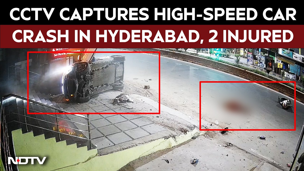 Telangana Crash | CCTV Captures Speeding Car Ramming Into Two-Wheeler Leaving 2 Critically Injured