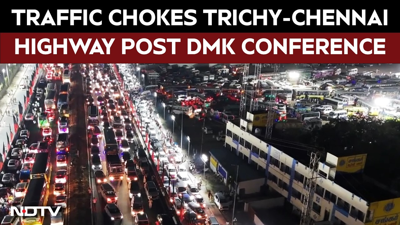 Tamil Nadu News | Heavy Traffic Chokes Trichy-Chennai National Highway After DMK Conference Ends
