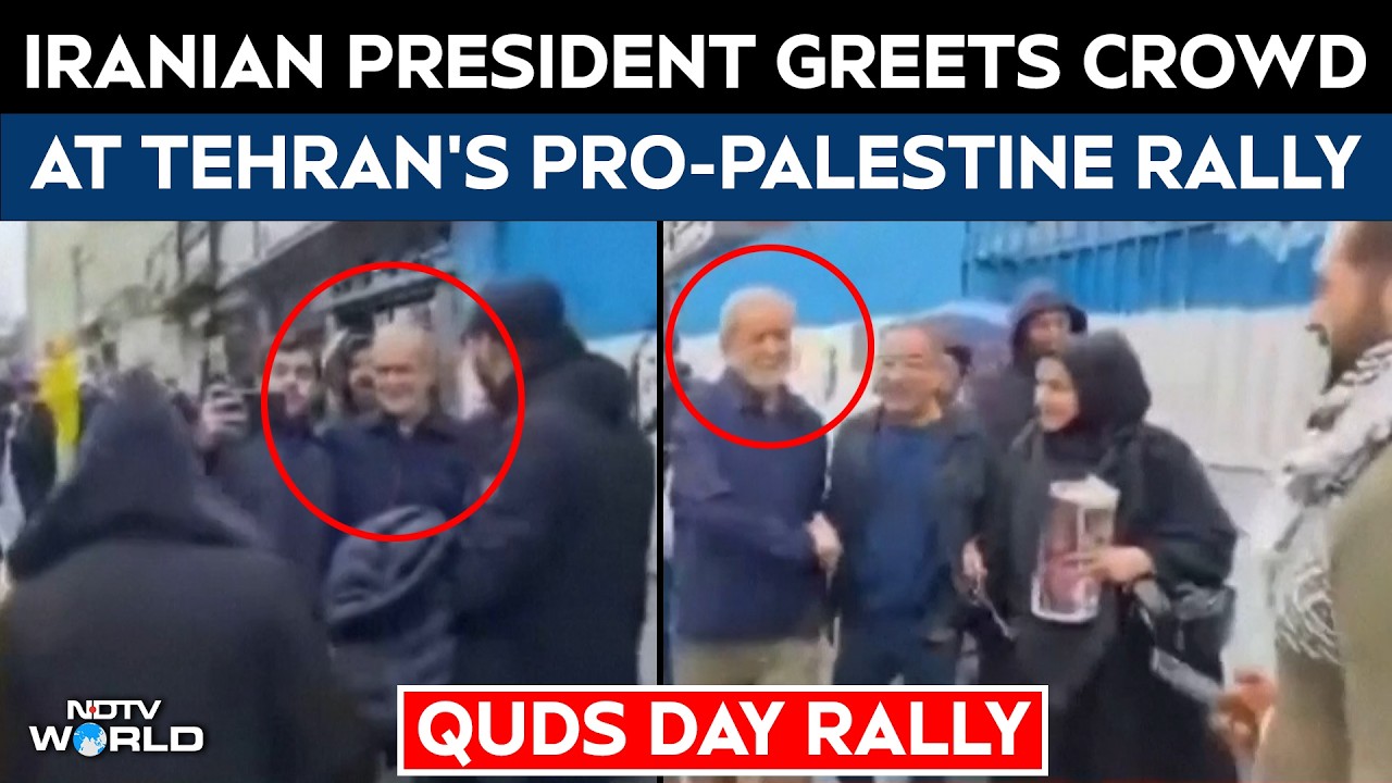 Iran War | Iranian President Pezeshkian, Larijani Attends Tehran's Quds Day Rally Amid Airstrike