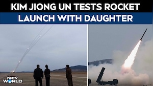 Kim Jong Un Observes Test Of Rocket Launch Systems With His Daughter Kim Ju Ae In North Korea