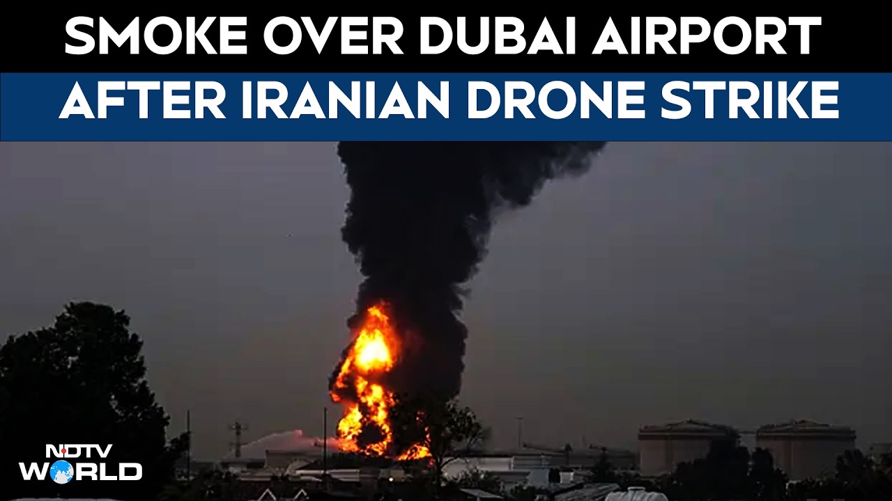Plume Of Black Smoke Billows Over Dubai Airport After Iranian Drone Strike