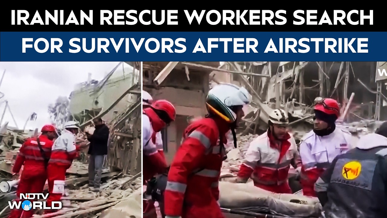 Iranian Rescue Workers Search For Survivors After Airstrike Hits ...
