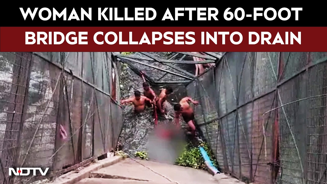 Woman Killed After 60-Foot Iron Bridge Collapses Into Drain In Delhi