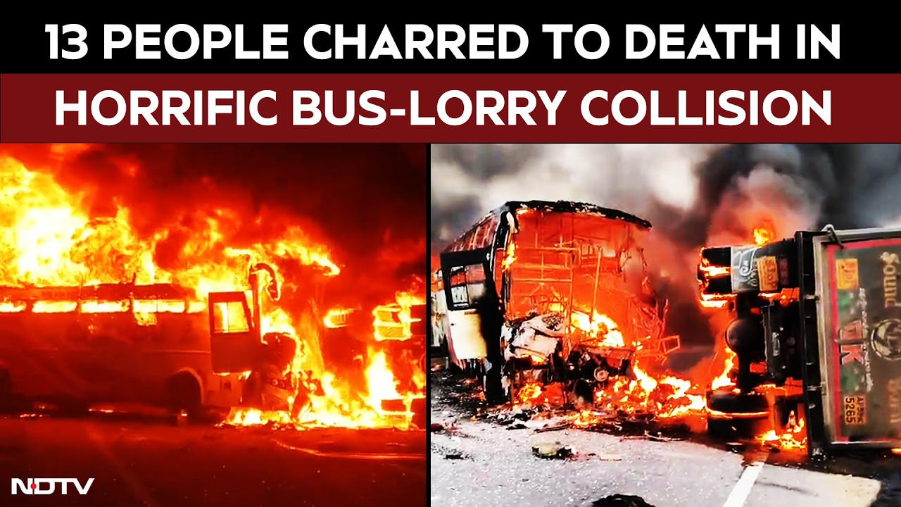 13 Dead After Bus Collided With Lorry And Caught Fire In Andhra Pradesh