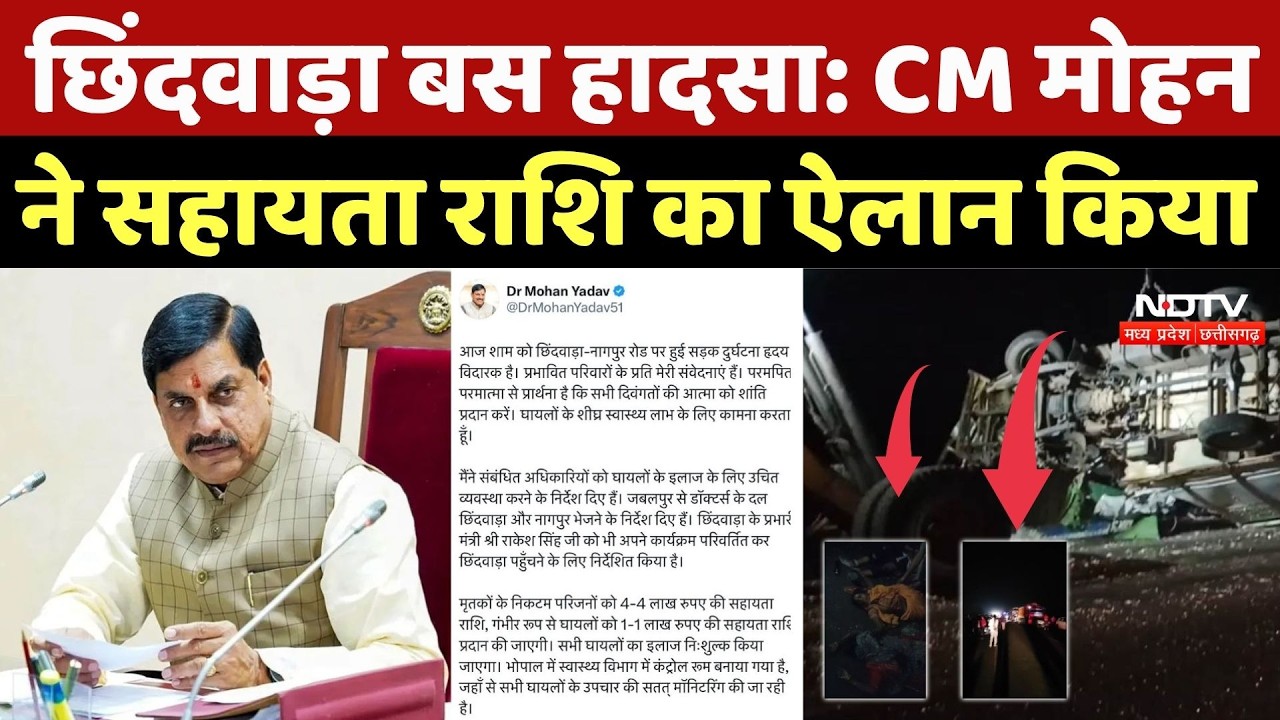 Chindwara Bus Accident: CM ने जताया दुख, मृतकों के परिजन को 4 लाख और घायलों को 1 लाख सहायता का एलान