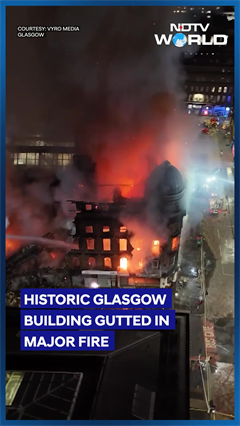 Drone Visual Shows Historic Glasgow Building Gutted In Major Fire, Firefighters Battle In Vain