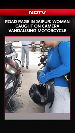 Road Rage In Jaipur: Woman Caught On Camera Vandalising Motorcycle