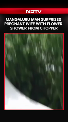 Mangaluru Man Surprises Pregnant Wife With Flower Shower From Chopper