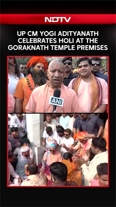 Video: Uttar Pradesh CM Yogi Adityanath Celebrates Holi At The Goraknath Temple Premises