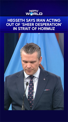 Hegseth Says Iran Acting Out Of "Sheer Desperation" In Strait Of Hormuz