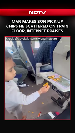 Watch: Man Makes Son Pick Up Chips He Scattered On Train Floor, Internet Praises Parenting Style