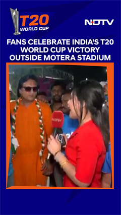 Fans Celebrate India's T20 World Cup Victory Outside Narendra Modi Stadium