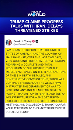 Trump Claims Progress Talks With Iran, Delays Threatened Strikes On Iranian Power Plants