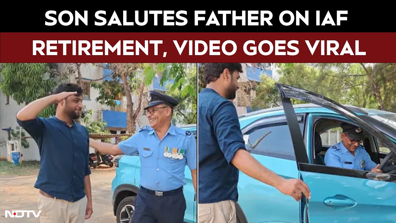 Viral Video | Son Salutes Father on IAF Retirement, Emotional Homecoming Video Goes Viral