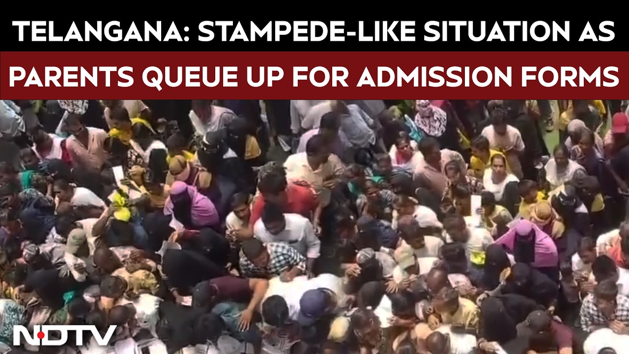 Stampede-Like Situation As Parents Queue Up For Admission At A Revamped Govt School In Telangana