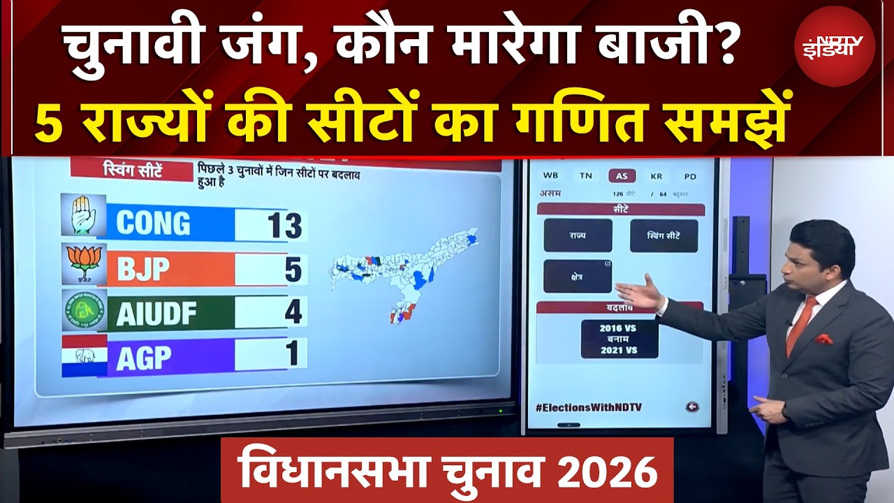 Assembly Elections: 5 राज्यों की सीटों का गणित | Assam | Kerala | Puducherry | Bengal | Tamil Nadu