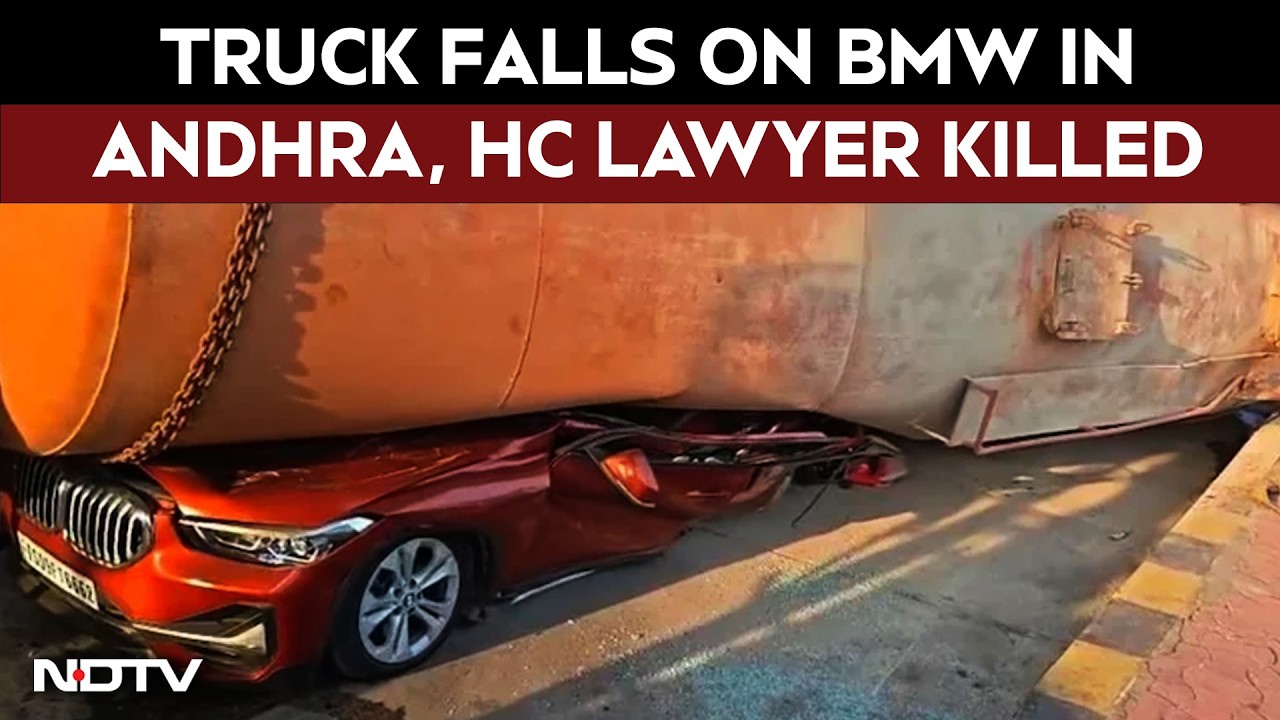BMW Car Accident | BMW Flattened After Truck Falls On It In Andhra, High Court Lawyer Killed