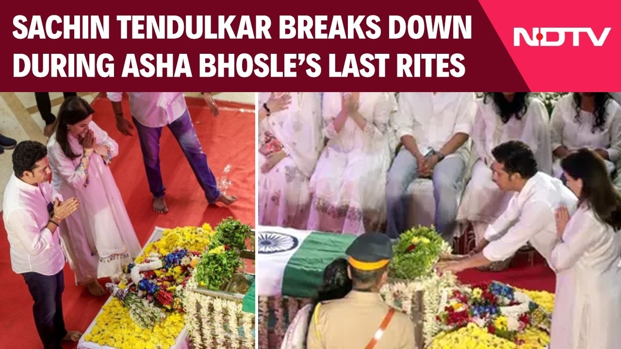 Asha Bhosle Funeral | Mumbai: Sachin Tendulkar Breaks Down In Tears During Asha Bhosle's Last Rites