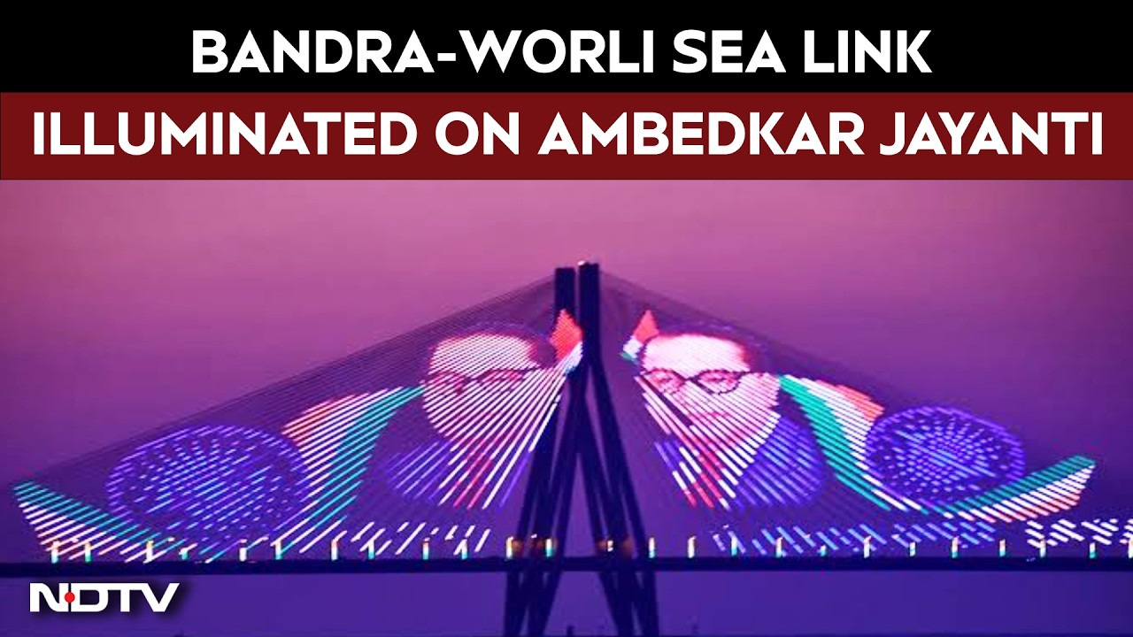 Mumbai's Bandra-Worli Sea Link Illuminated Ahead Of Ambedkar Jayanti