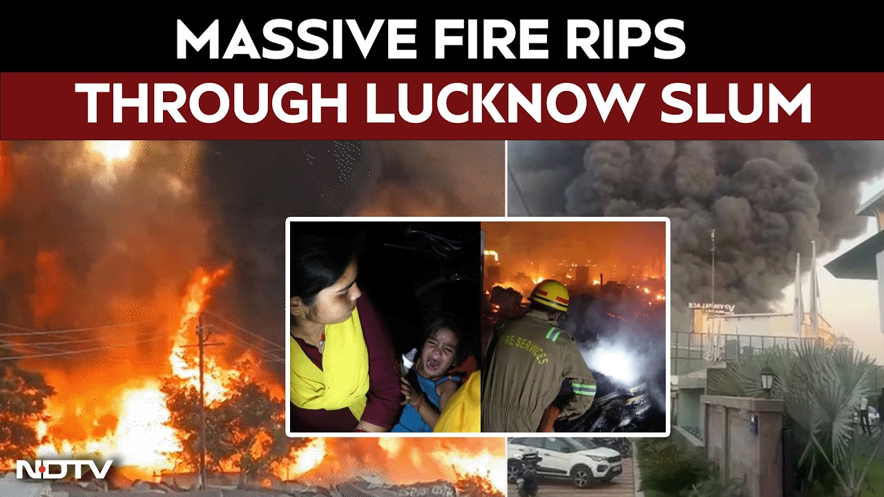 Lucknow Slum Fire | Massive Fire Rips Through Lucknow Slum, Thick Smoke Seen Miles Away