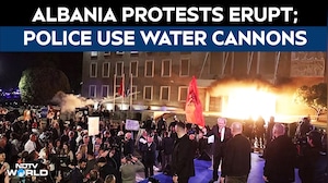 Police Use Water Cannons On Protesters Targeting PM's Office In Albania