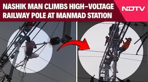 Maharashtra News | Nashik: Man Climbs High-Voltage Railway Pole at Manmad Station, Sparks Panic