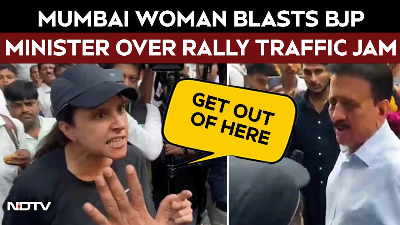Viral Video | Angry Mumbai Woman Lambasts Police & BJP Minister At Rally Over Traffic Jam