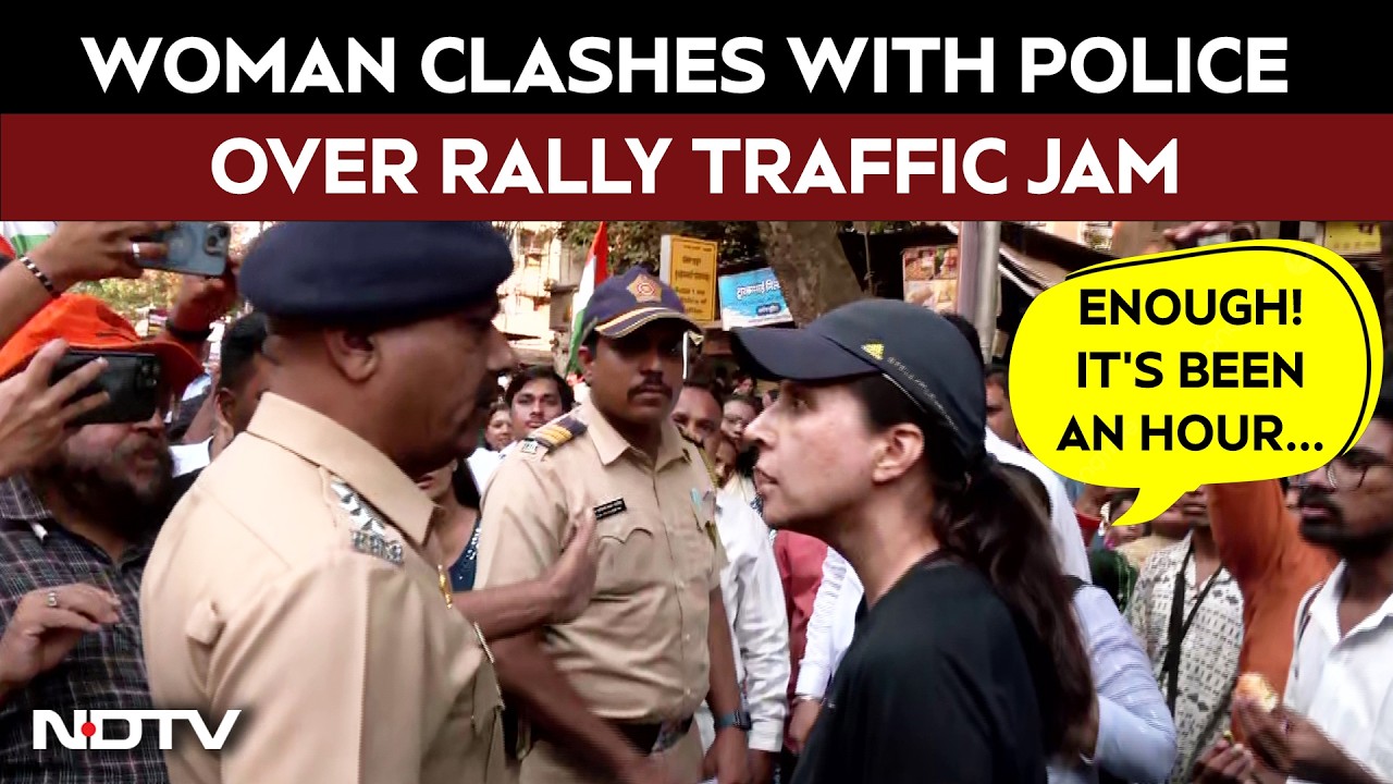 Woman Clashes With Mumbai Police As Political Rally Triggers Massive Traffic Jam