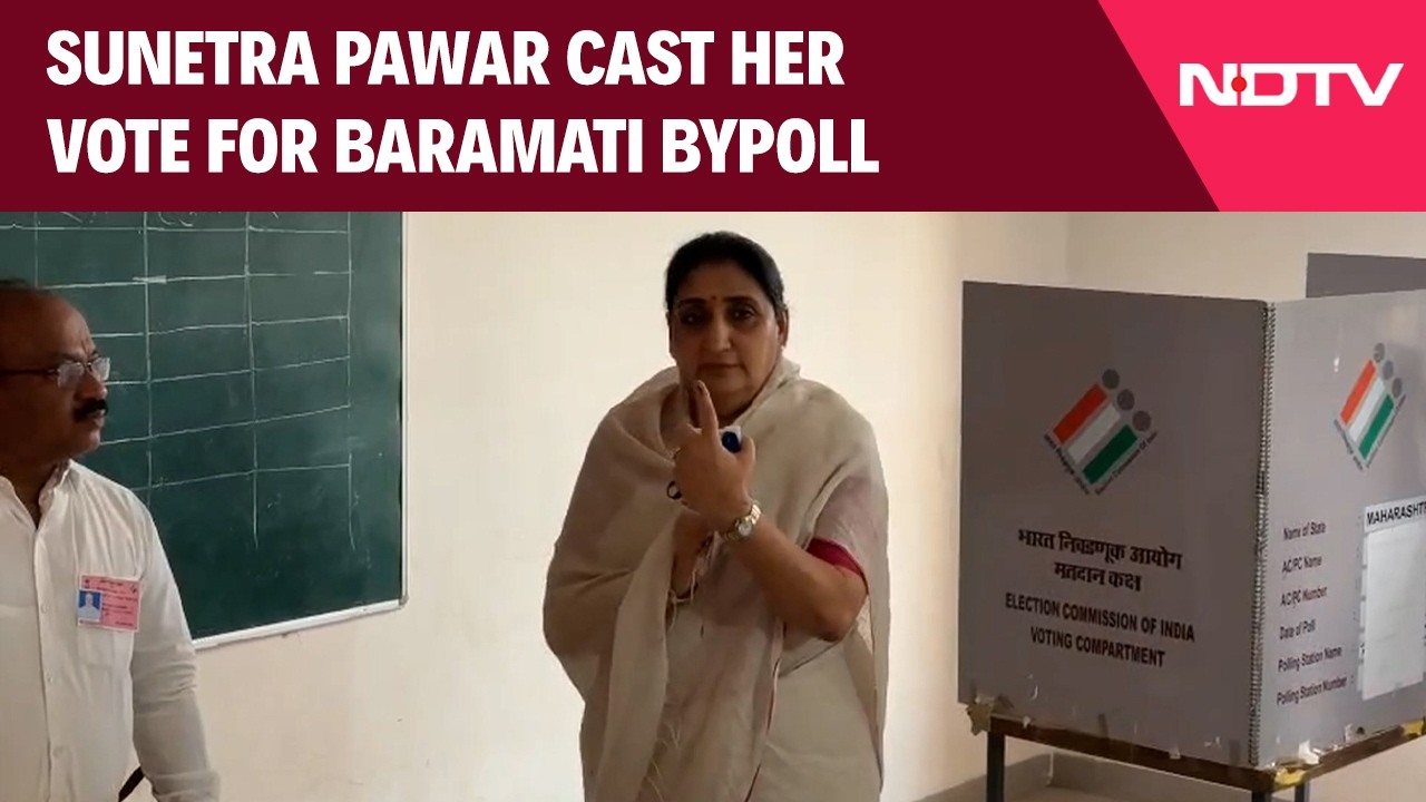Maharashtra Deputy CM Sunetra Pawar Arrived At Katewadi To Cast Her Vote For Baramati Bypoll