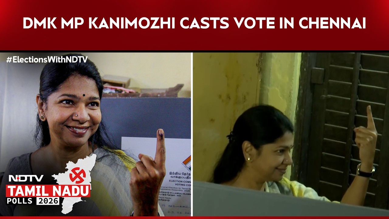 DMK Deputy General Secretary and MP Kanimozhi Casts Her Vote In Chennai