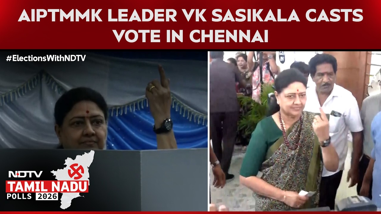 AIPTMMK General Secretary VK Sasikala Casts Her Vote At A Polling Station In Chennai