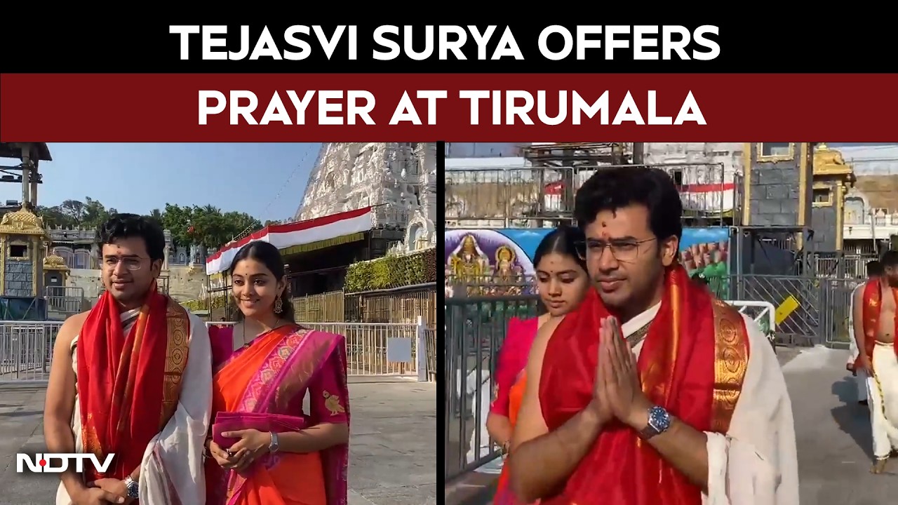 Tejasvi Surya Offers Prayers at Tirumala Temple, Seeks Blessings of Lord Venkateswara