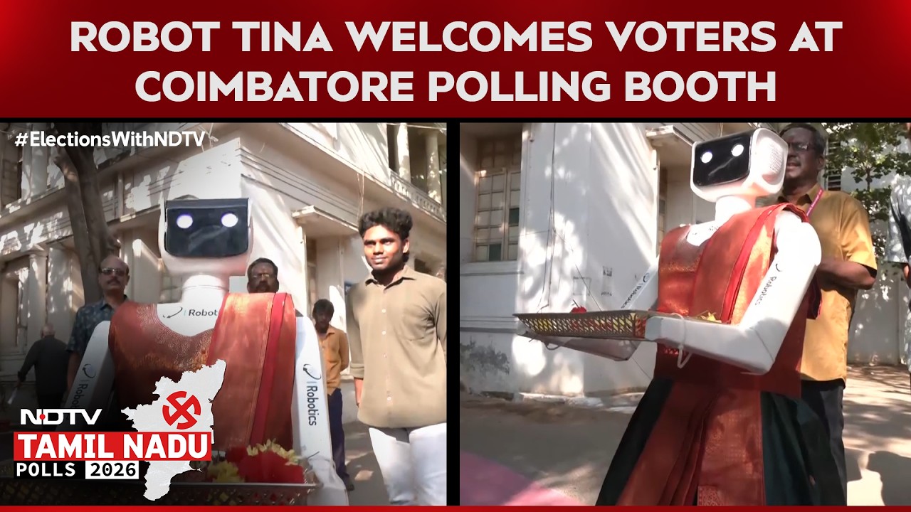 Robot &ldquo;Tina&rdquo; Welcomes Voters At Polling Booth In Coimbatore, Blending Tech With Tradition