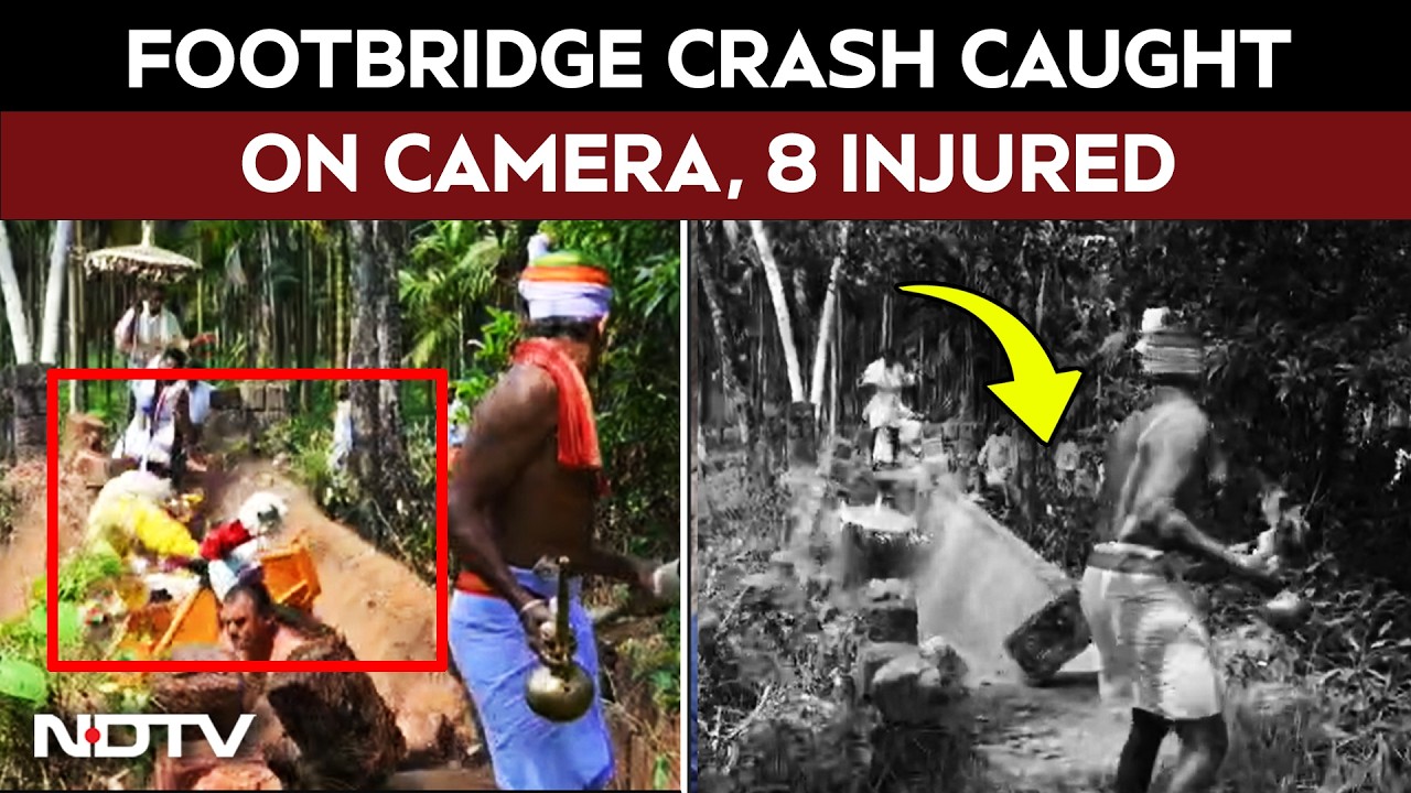 Karnataka News | On Camera, Footbridge Collapses During Procession In Karnataka, 8 Injured