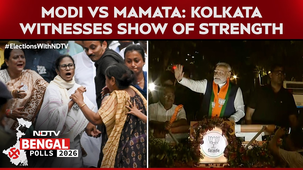 West Bengal Polls | PM Modi Vs Mamata Banerjee: Kolkata Witnesses Show of Strength Ahead of Polls