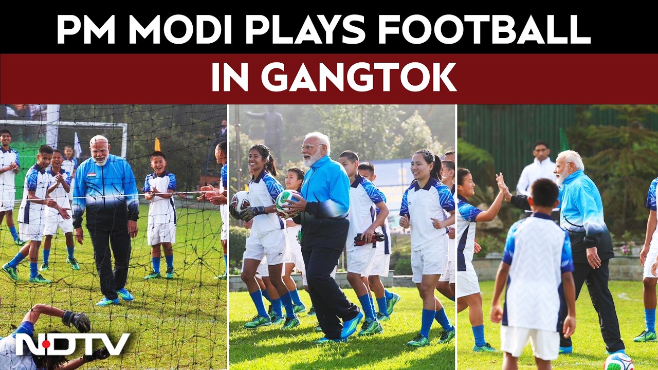 PM Modi Football Video | PM Modi Plays Football With "Young Friends" In Gangtok