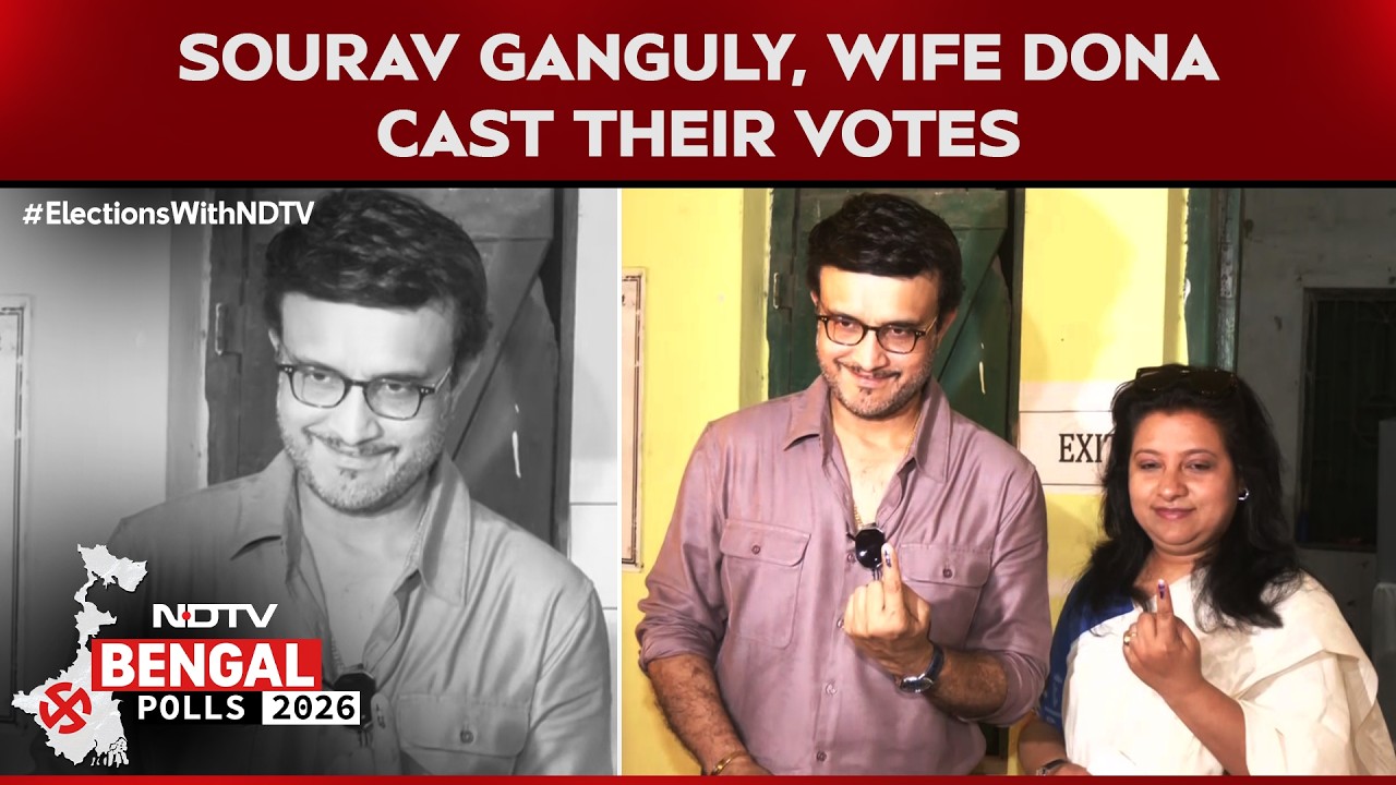 Sourav Ganguly, Wife Dona Cast Their Votes At A Polling Booth In West Bengal