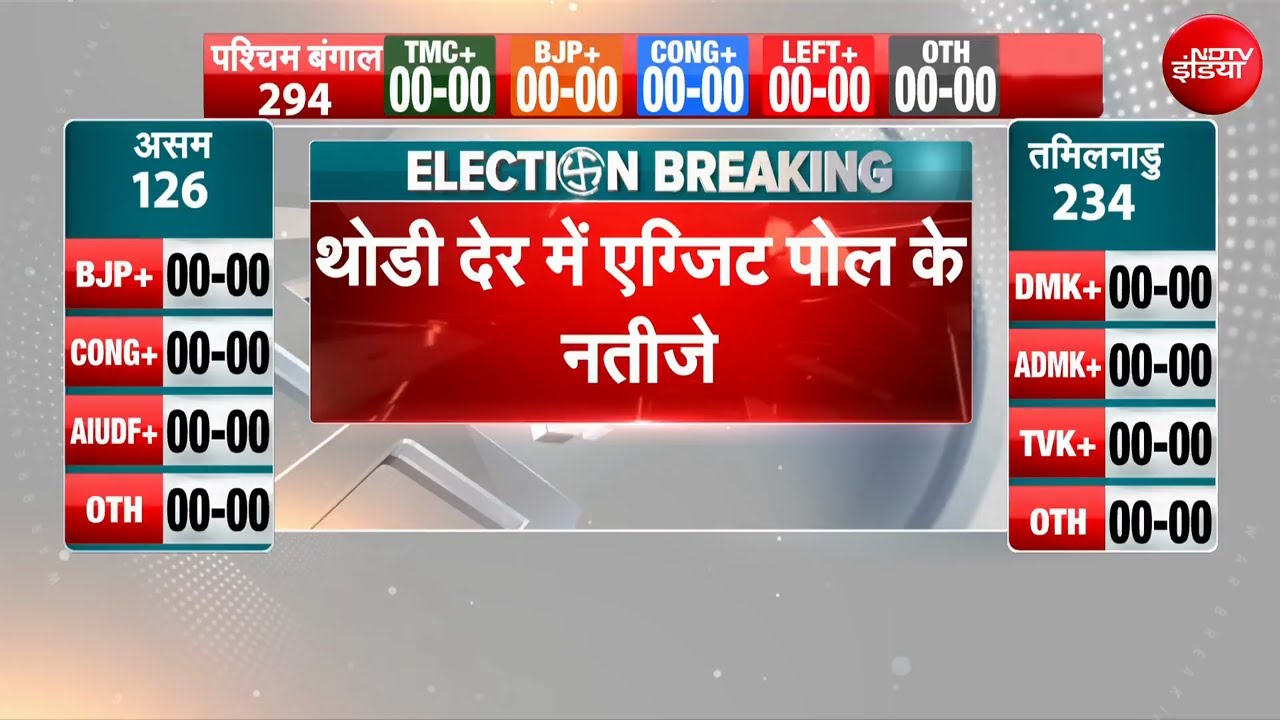 Exit Poll 2026: पांच राज्यों के सबसे सटीक एग्जिट पोल का आगाज, देखते रहे NDTV India | Bengal Elections